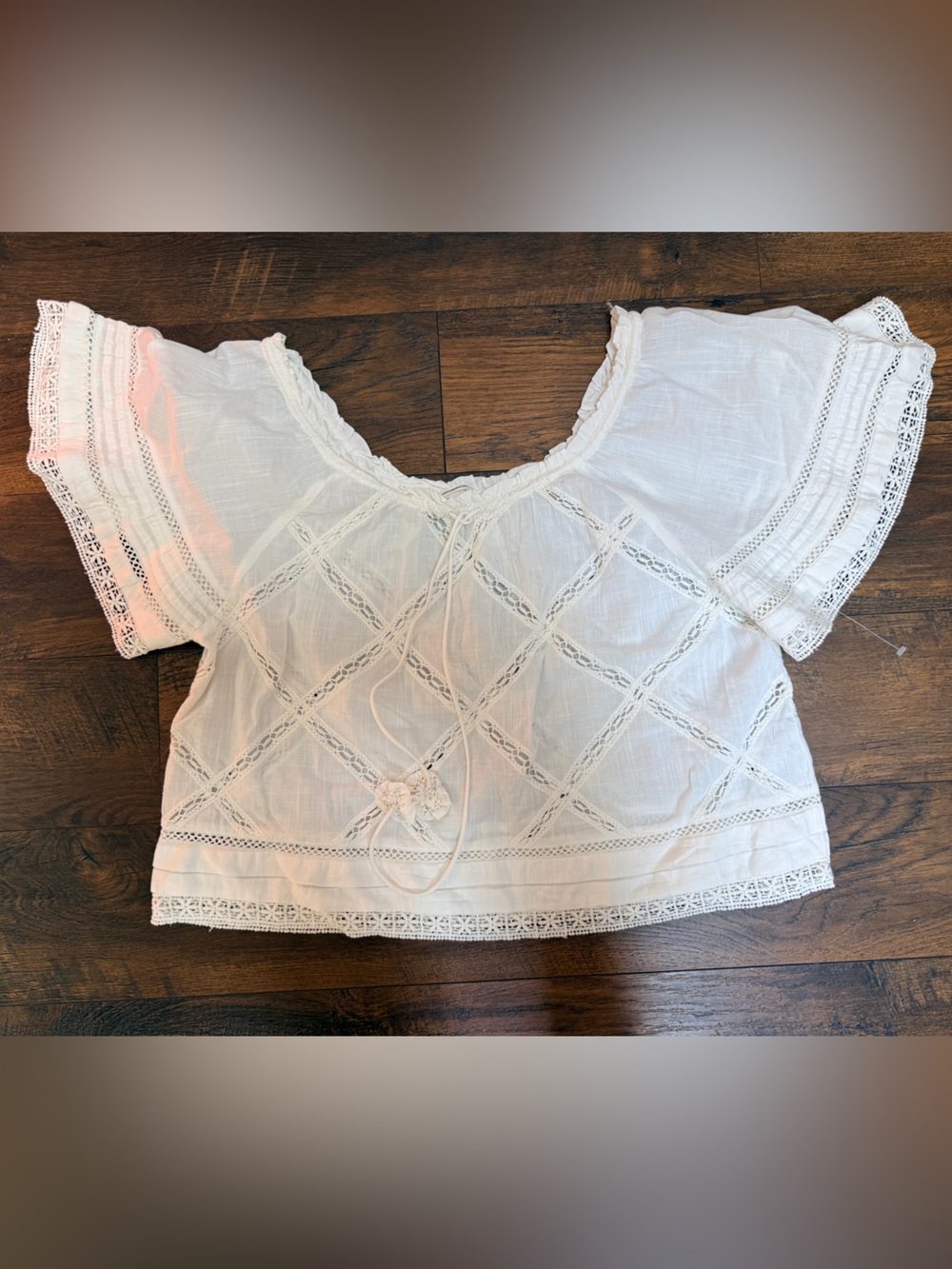Anthropologie White Cotton Lace Peasant Blouse